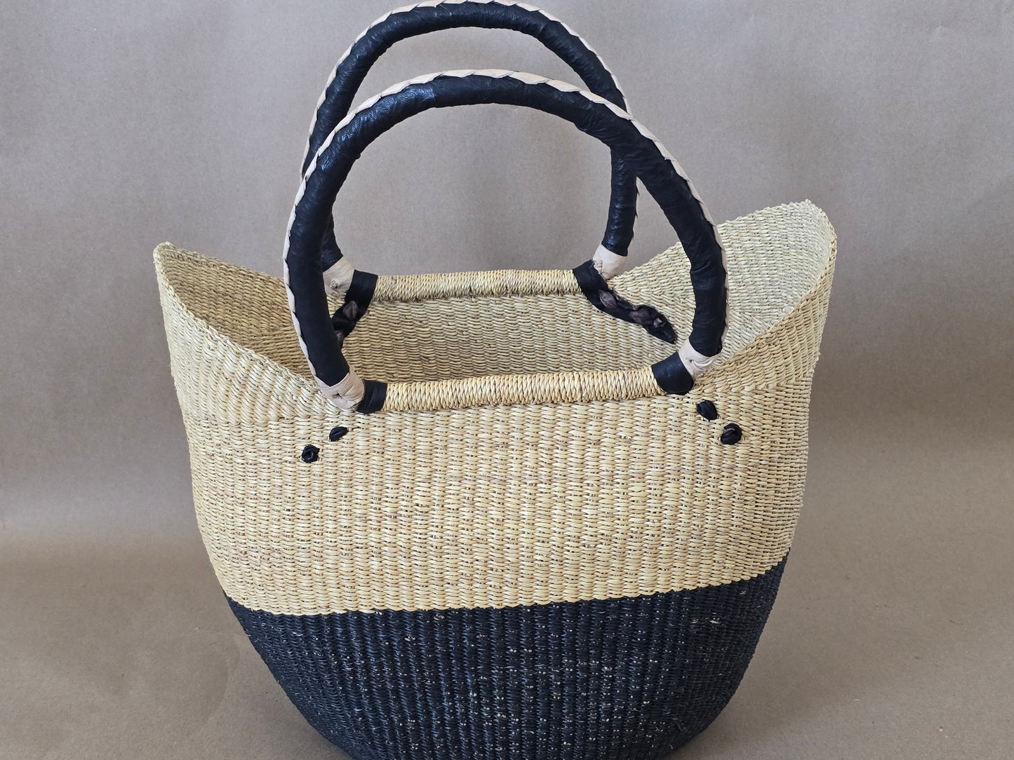 Large u shopper basket Balck & Tan