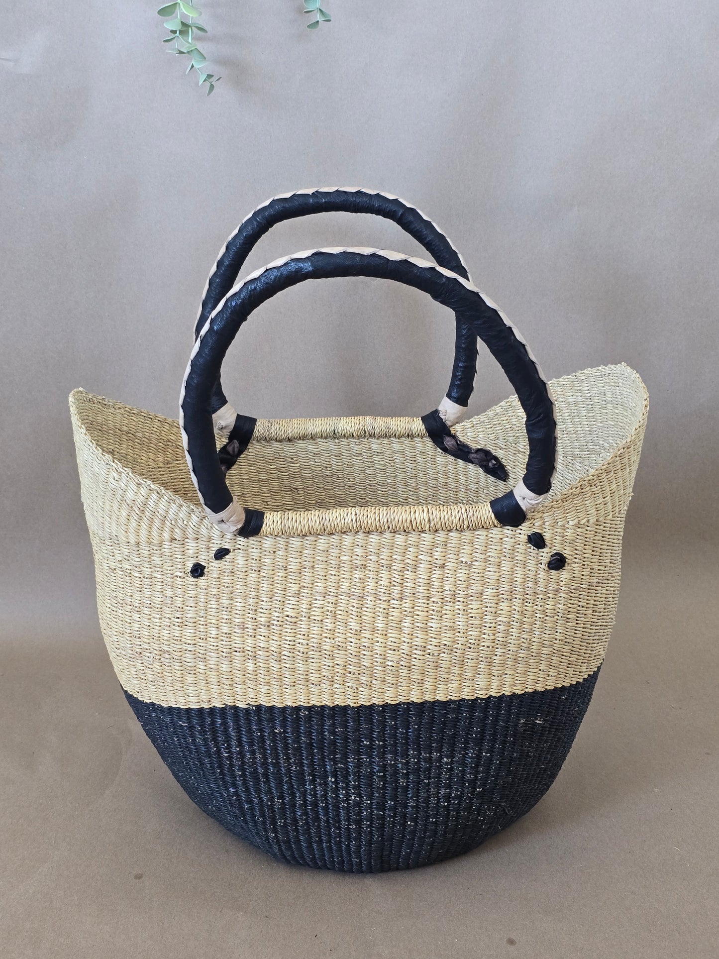 Large u shopper basket Balck & Tan