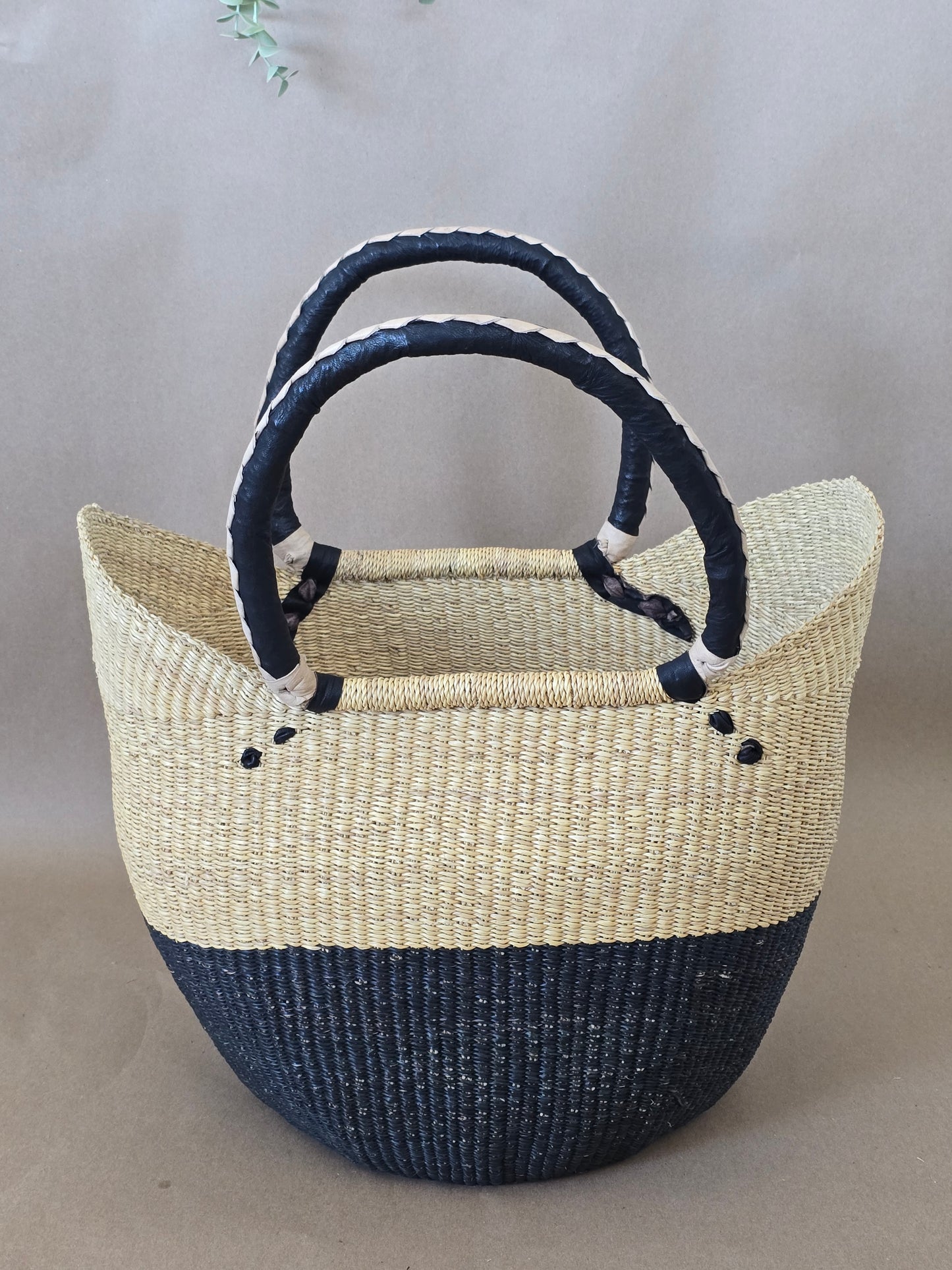 Large u shopper basket Balck & Tan