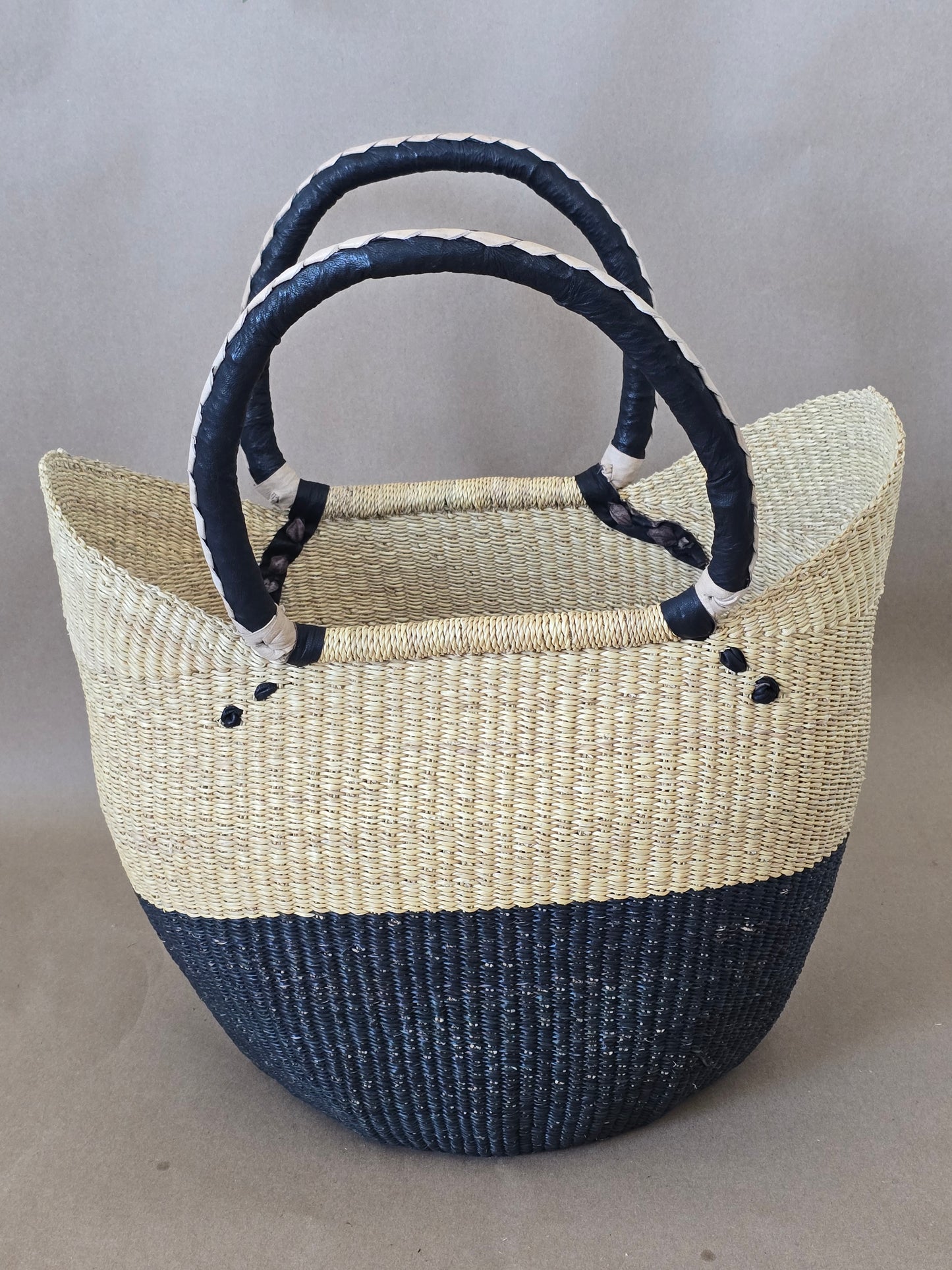 Large u shopper basket Balck & Tan