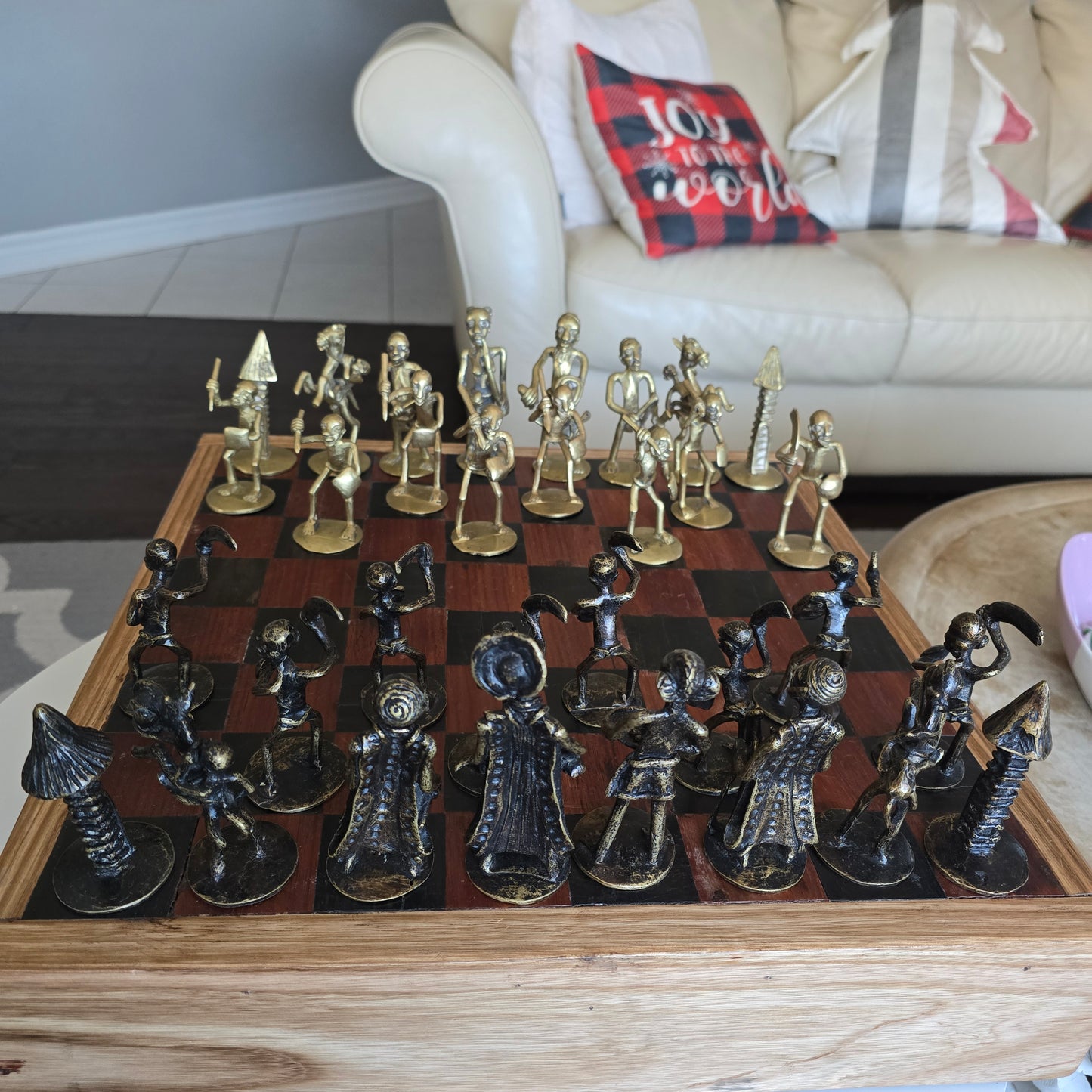 Handmade African Bronze Chess Set – Royal Warrior Design