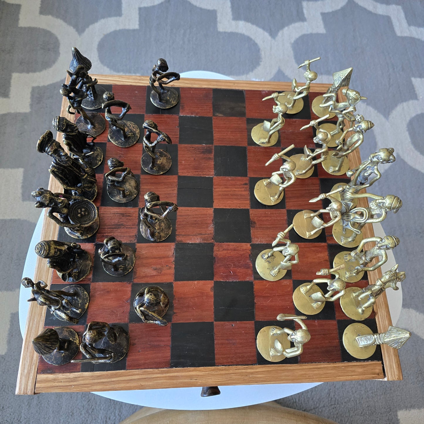 Handmade African Bronze Chess Set – Royal Warrior Design
