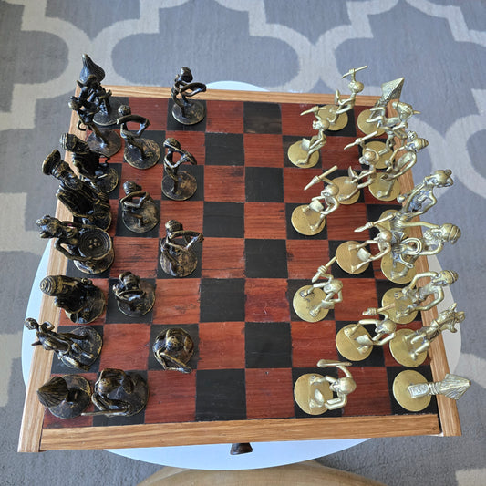 Handmade African Bronze Chess Set – Royal Warrior Design
