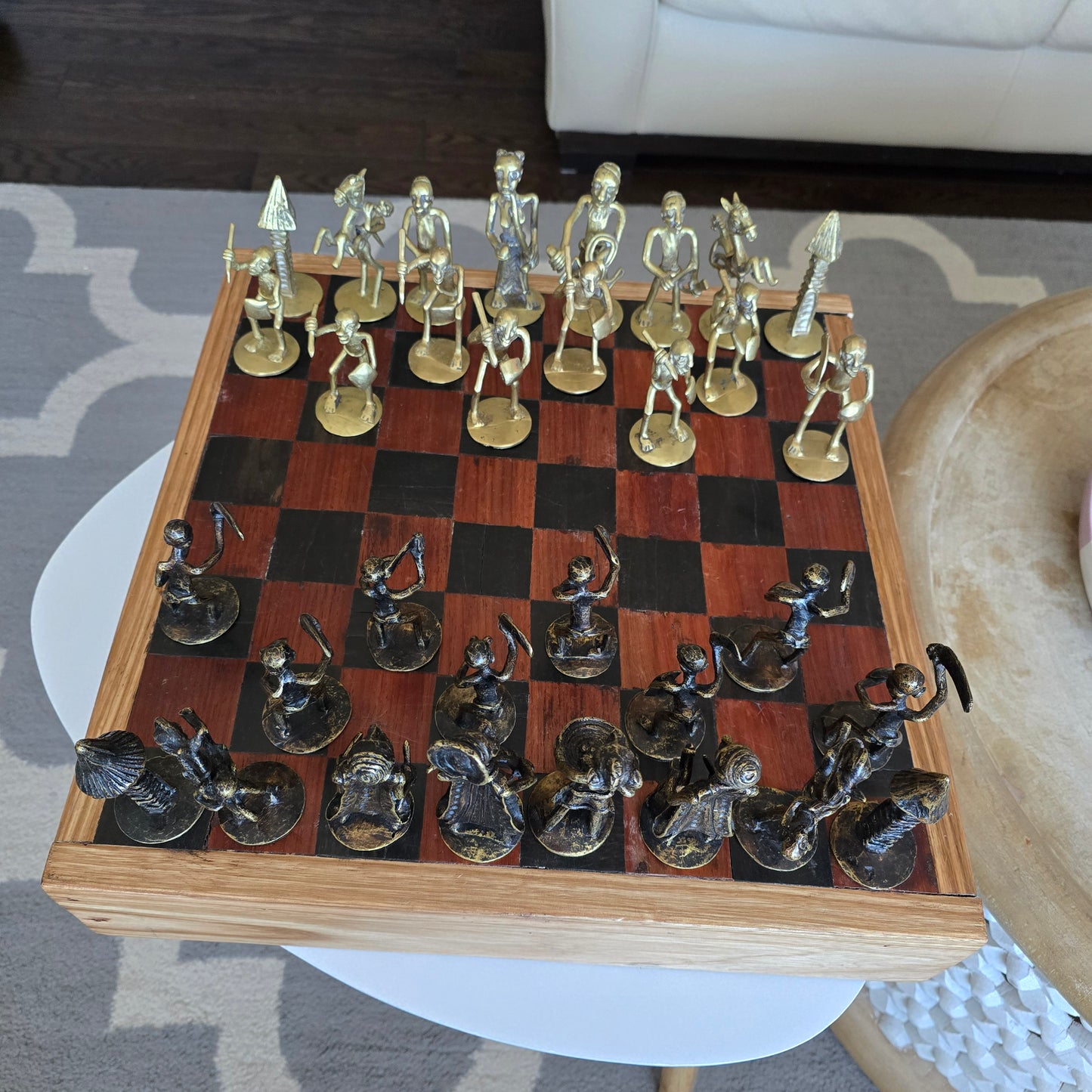 Handmade African Bronze Chess Set – Royal Warrior Design