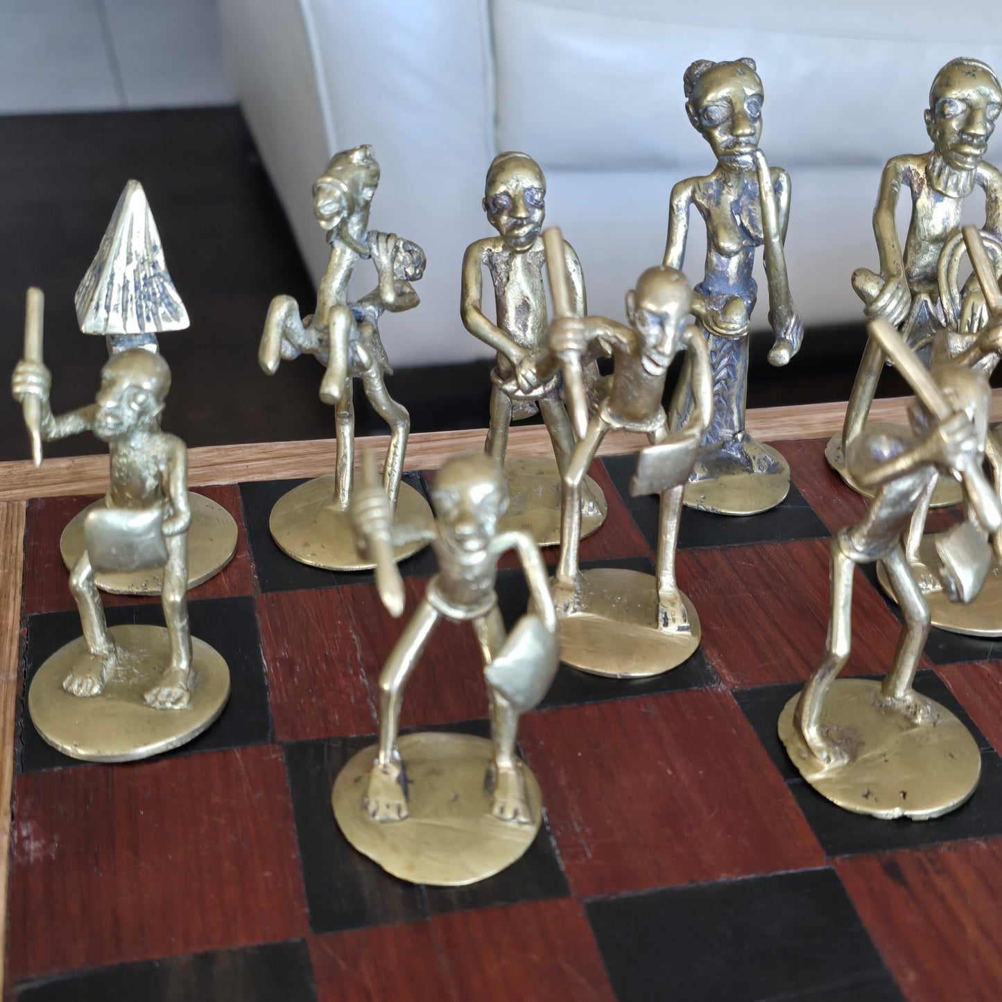 Handmade African Bronze Chess Set – Royal Warrior Design