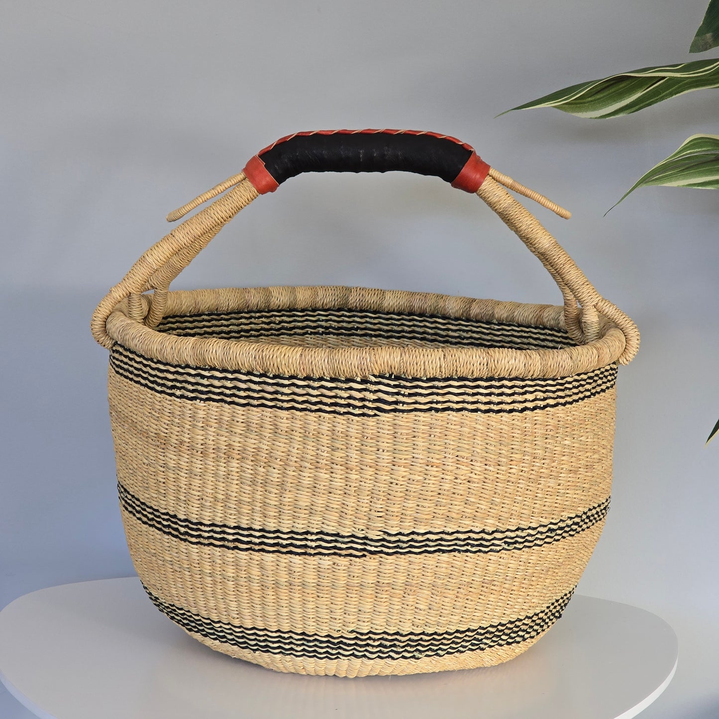 KOBI: Large round Bolga Market basket