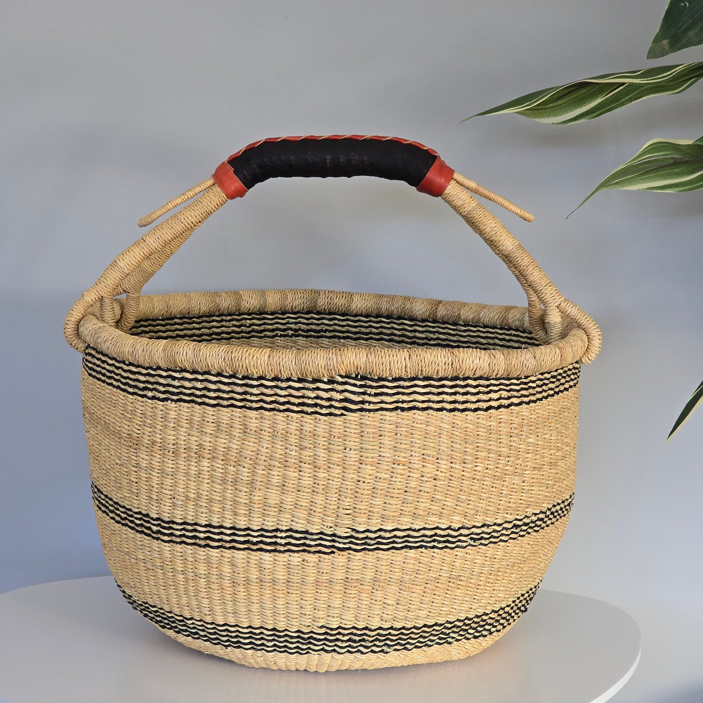 KOBI: Large round Bolga Market basket