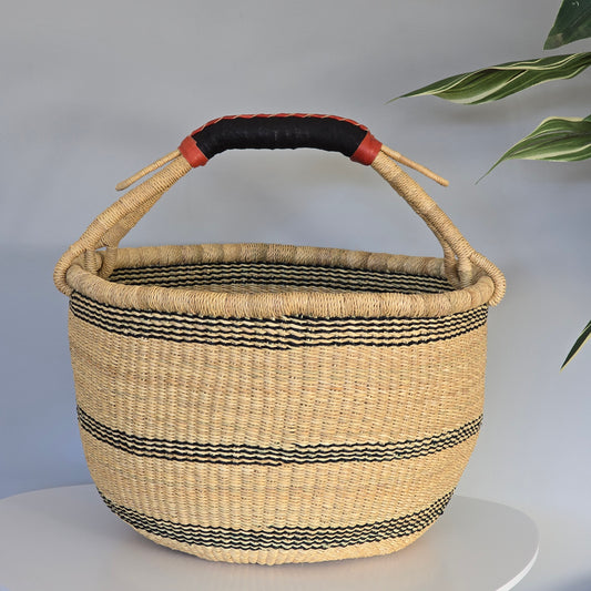 KOBI: Large round Bolga Market basket