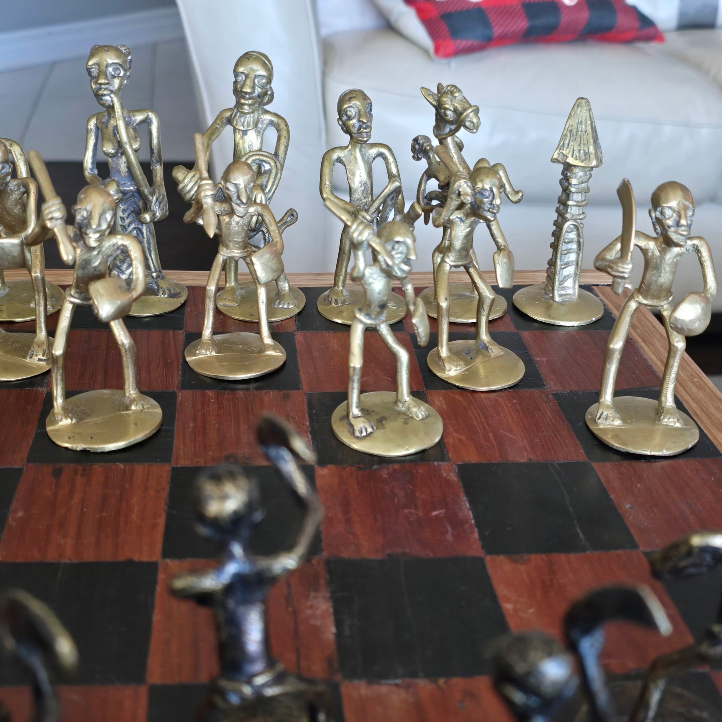 Handmade African Bronze Chess Set – Royal Warrior Design
